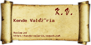 Kende Valéria névjegykártya